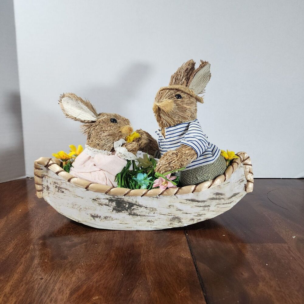 Two Bunnies in a Boat Easter Decorations